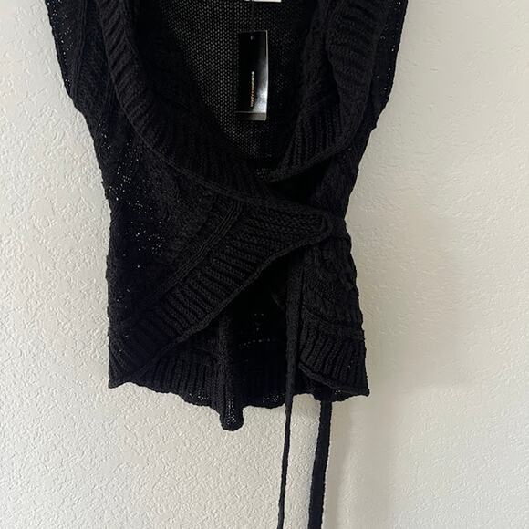 NEW! BCBG MaxAzria Women's Belted Cardigan Sweater S Black Knit Whimsygoth - Picture 3 of 6